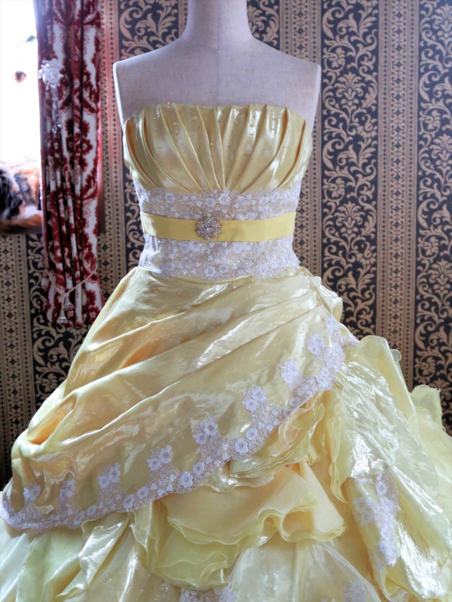  yellow color high class wedding dress 9 number 11 number 13 number M~LL size free shipping * yellow color used Rouge de BENI( rouge *do* red )