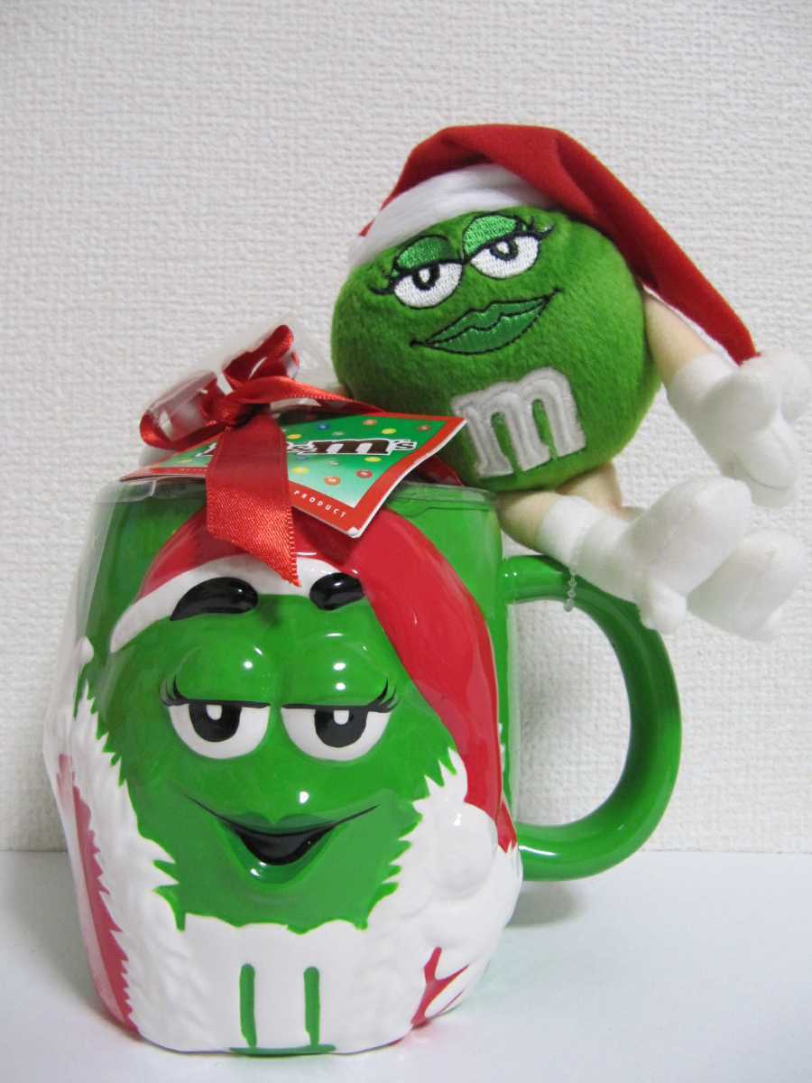 m&m's 2004 限定品 エムアンドエムズ チョコレート クリスマス ぬいぐるみ マグカップ 企業物 キャラクター カップ 新品 ビンテージ レア_画像1