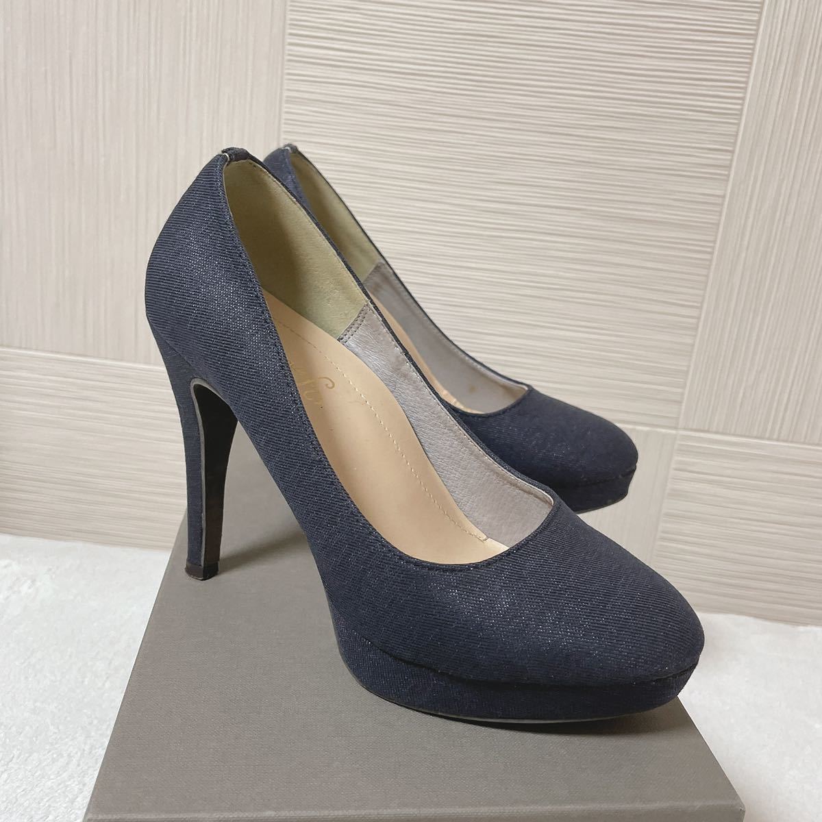  prompt decision * Denim material. pumps high heel 23 centimeter beautiful goods 
