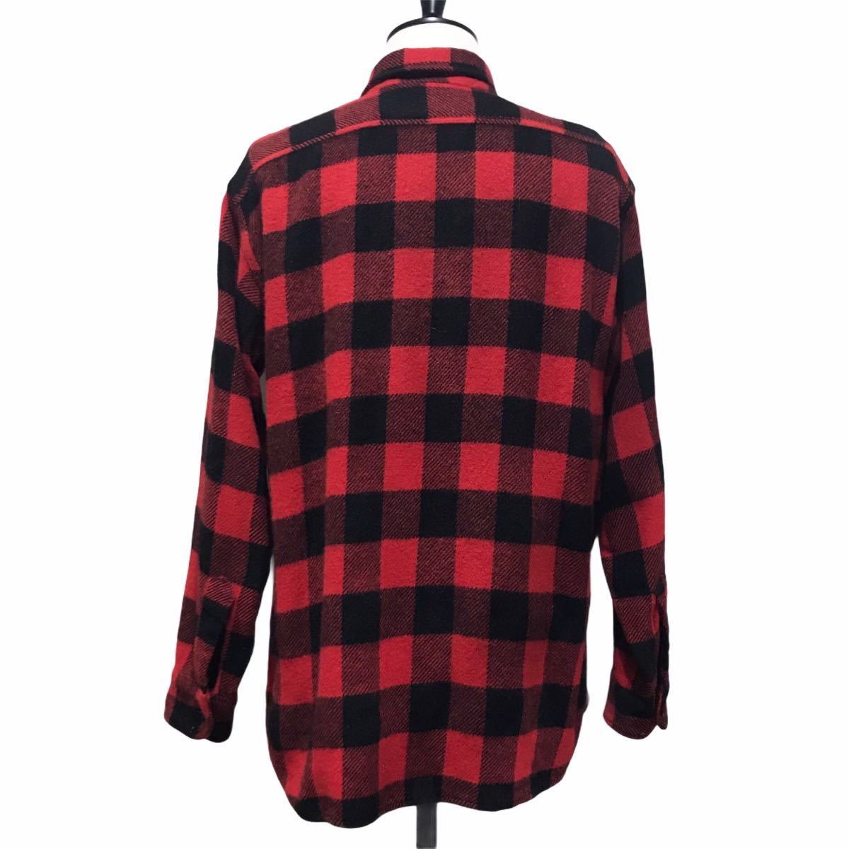 60's PILGRIM SEARS Wool Buffalo check shirt ヴィンテージ ネルシャツ ウールCPO ピルグリム マチ付き バッファローチェック