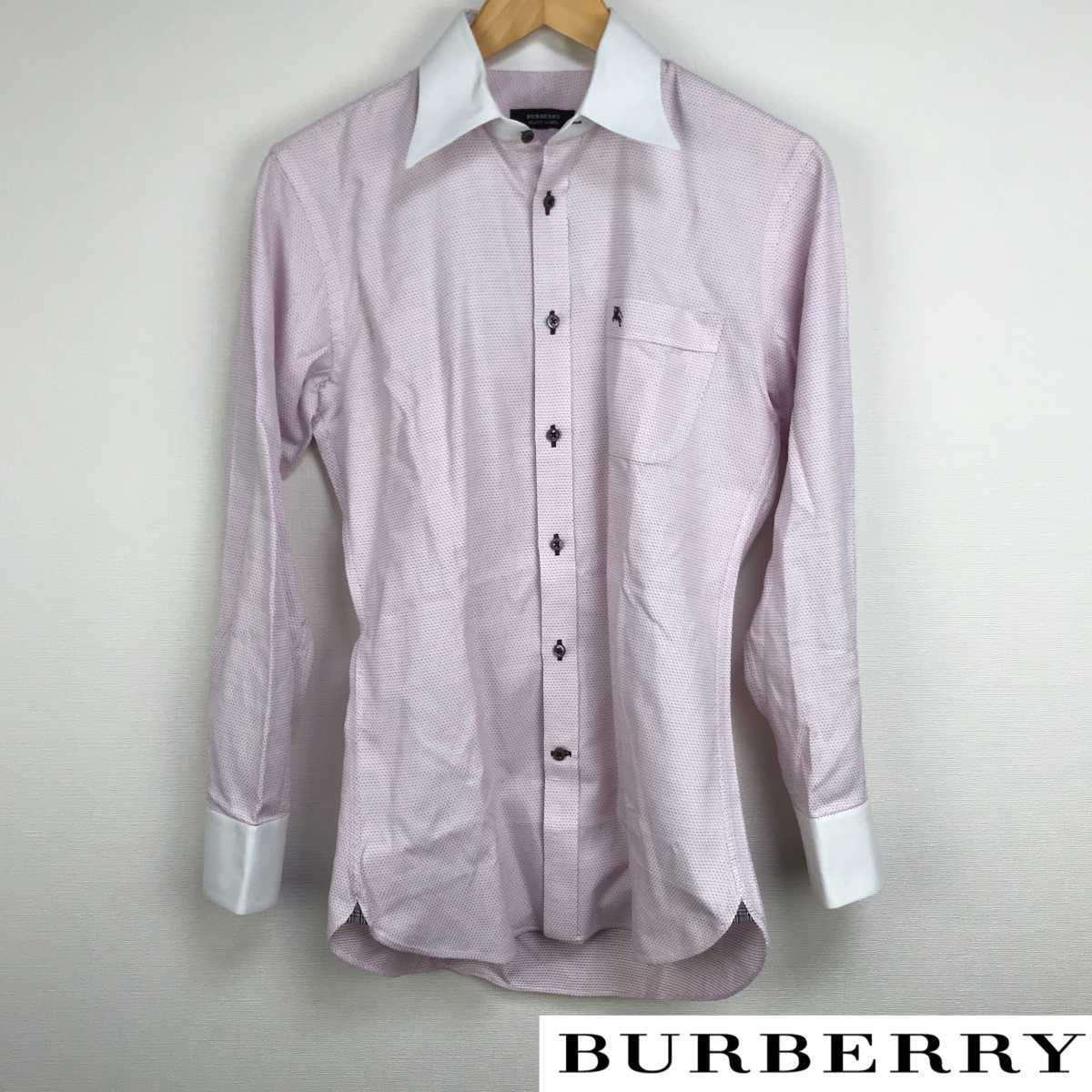 美品 BURBERRY BLACK LABEL 長袖シャツ ピンク サイズ38 返品可能 送料無料
