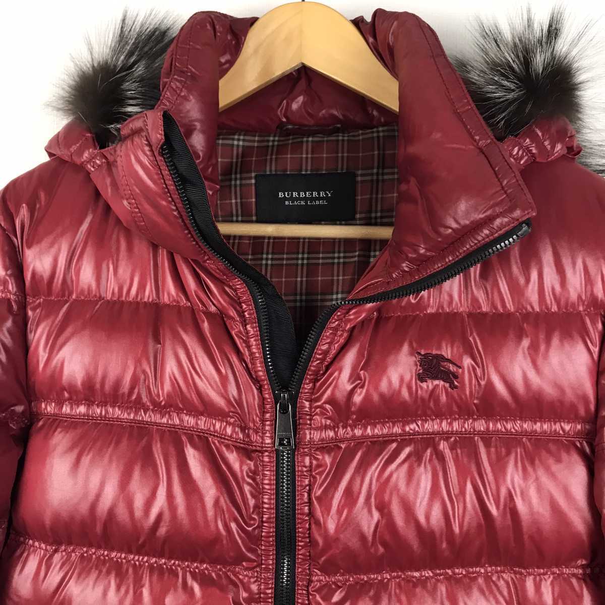  прекрасный товар BURBERRY BLACK LABEL пуховик красный размер M бесплатная доставка 