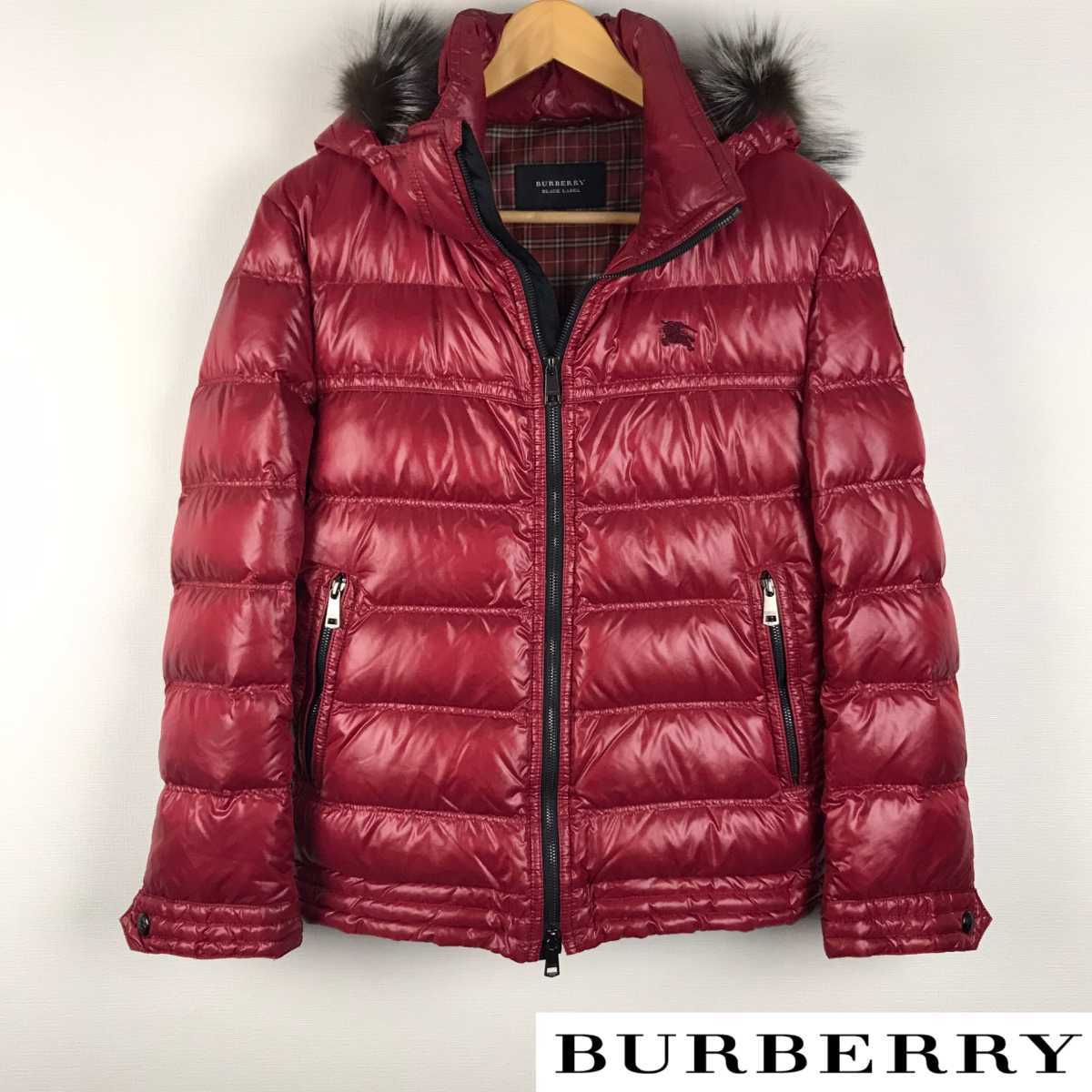 美品 BURBERRY BLACK LABEL ダウンジャケット レッド サイズM 送料無料