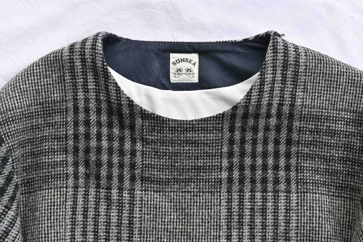 SUNSEA WOOL CHECK TEE SNS-13A20 サンシー プルオーバー_画像3