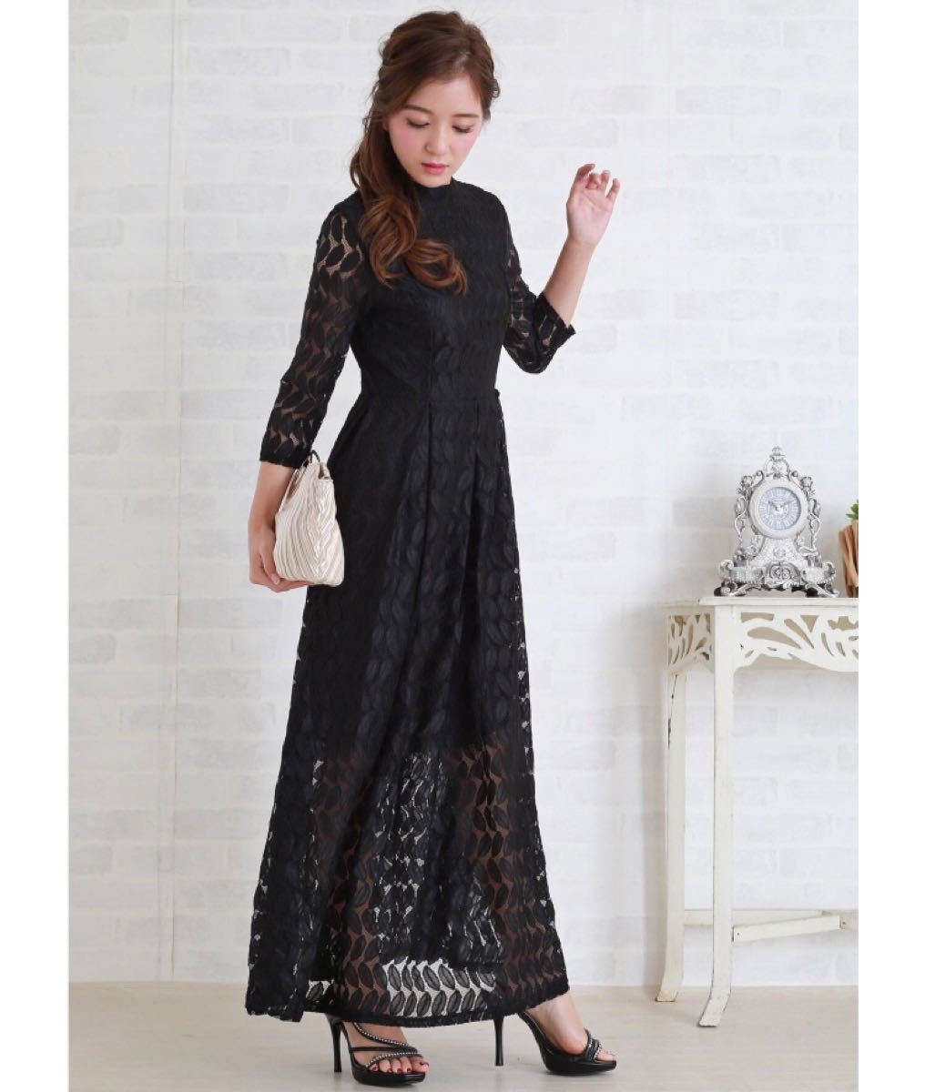 Paypayフリマ Laceladies 新品 リーフモチーフハイネックロングワンピース ドレス Paypayフリマ Laceladies 新品 リーフモチーフハイネックロングワンピース ドレス