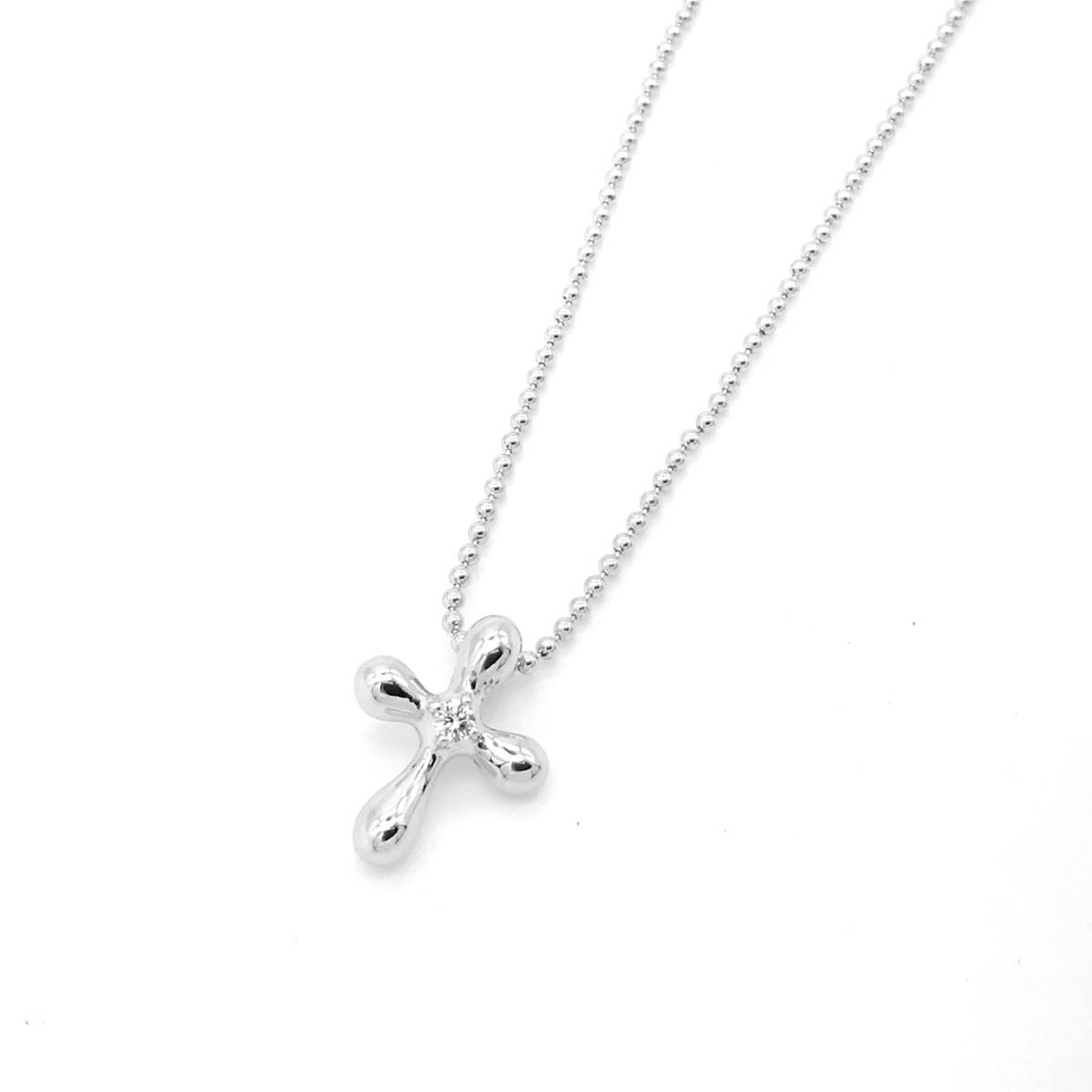 【楽天スーパーセール】 未使用 RR56 レディース 0.03ct ネックレス シルバー クロス ダイヤモンド タサキ TASAKI 希少 ネックレス、ペンダント、チョーカー