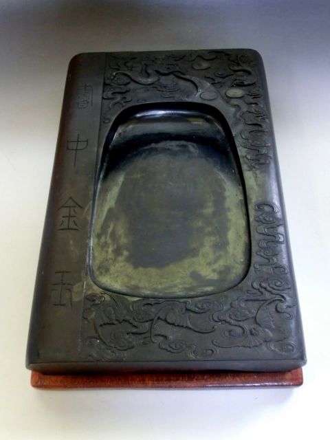開店祝い 【骨董品】大きな硯(すずり) 中国産 硯石 書