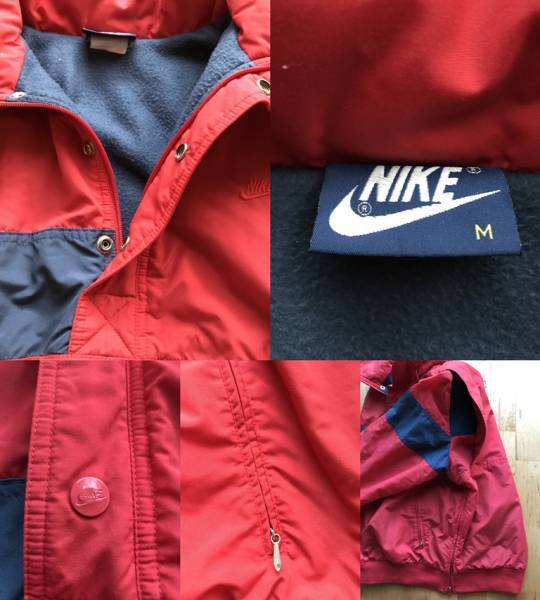 美品】80's NIKE ナイキ アシンメトリー プルオーバージャケットM 紺