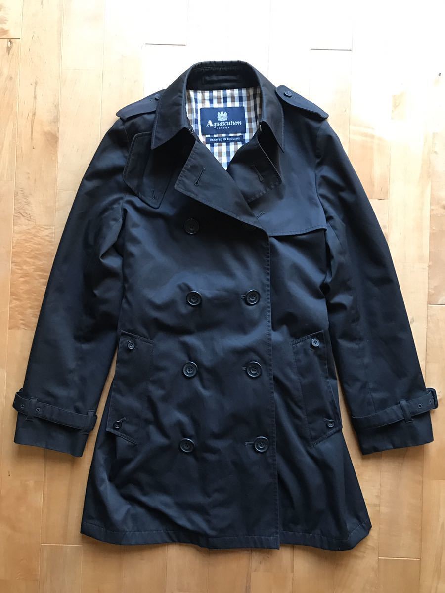 Aquascutum アクアスキュータム トレンチコート サイズ8(M) ／日本サイズ9号 Black KINGSGATE キングスゲート