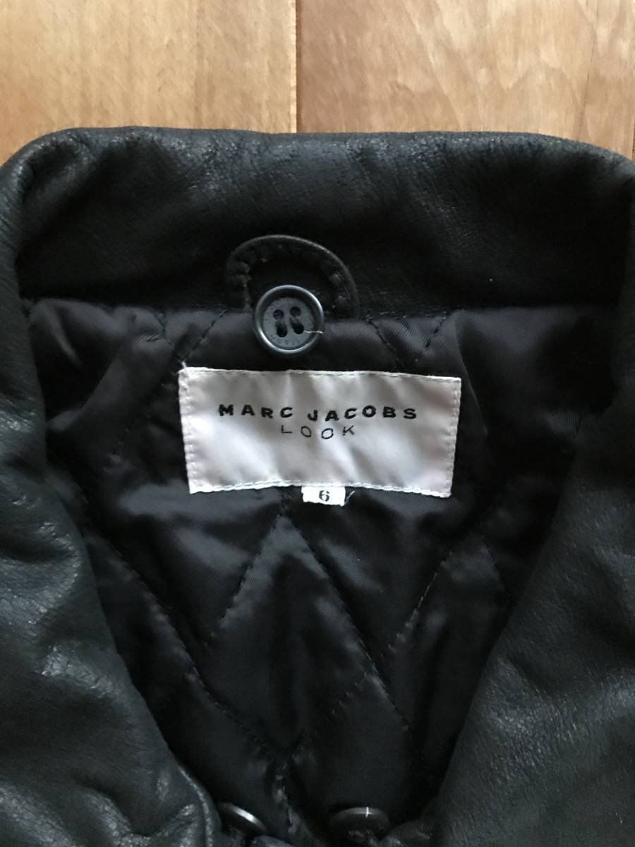 [ редкий * Vintage ]MARC JACOBS Mark Jacobs милитари кожаный жакет размер 6 чёрный блузон джемпер 