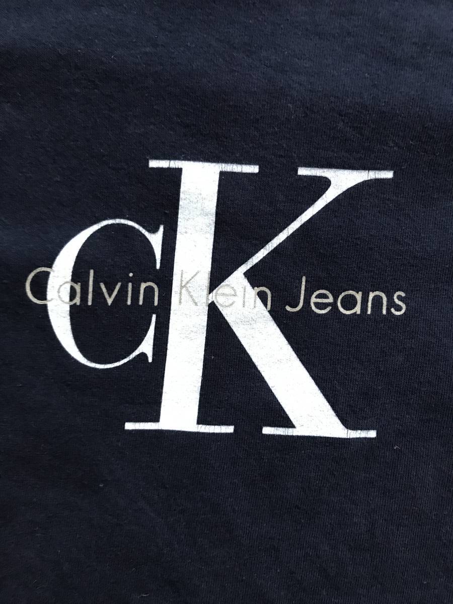 [ rare *90\'s*USA made ]Calvin Klein Calvin Klein T-shirt size L~XL navy Vintage Vintage big T Bick Silhouette 