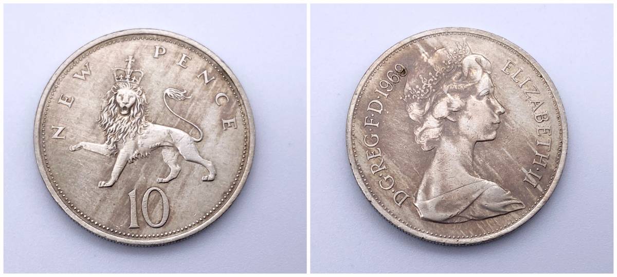 Yahoo!オークション - アンティーク！イギリス 10ペンス コイン 1969年