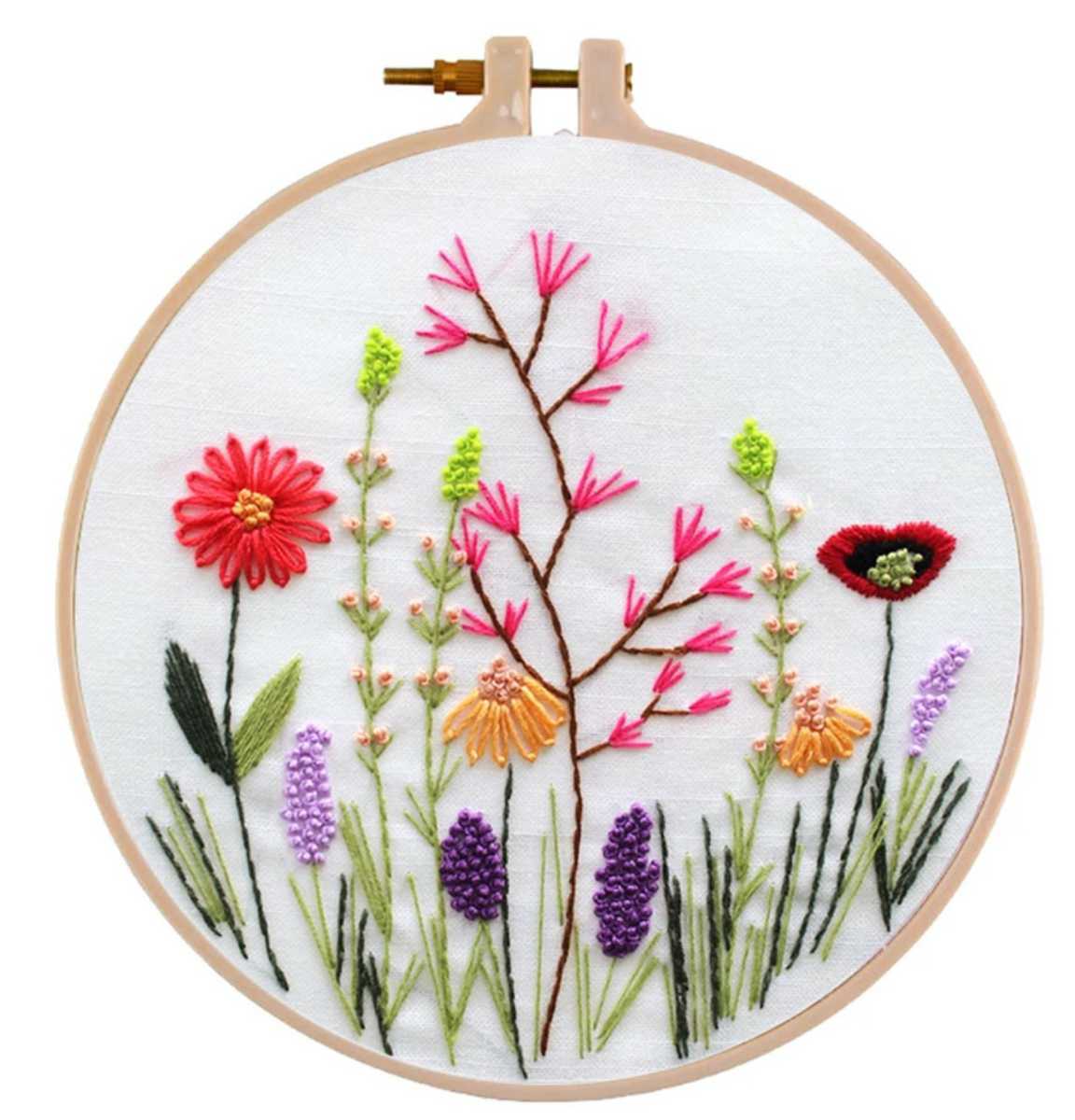 刺繍キット◆可愛い野の花②◆かんたん フランス刺繍◆プラスチック製の枠付き◆入門