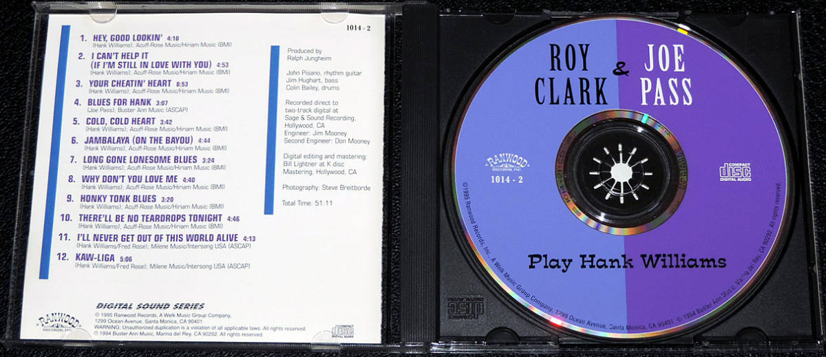 ロイ・クラーク＆ジョー・パス ROY CLARK & JOE PASS / Play Hank Williams_画像2