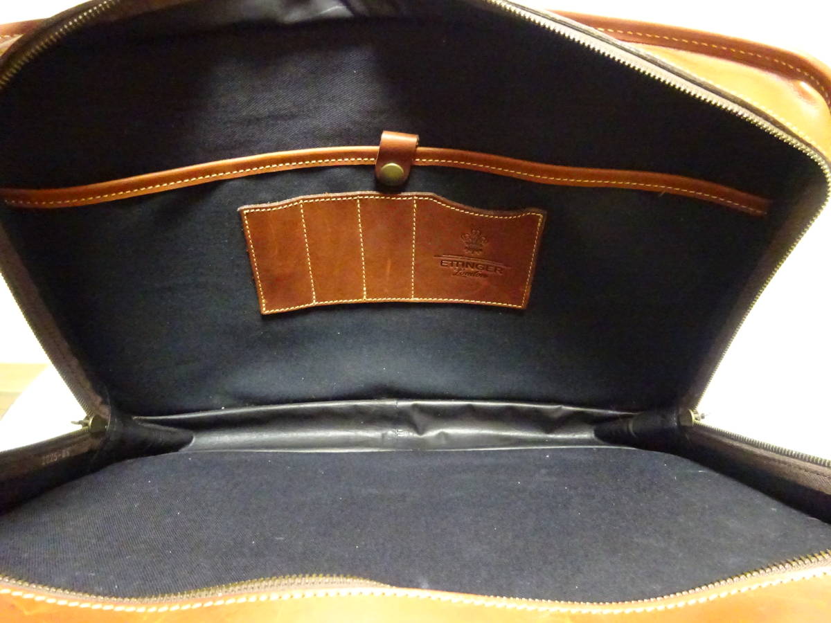 ETTINGERetinga- canvas × leather briefcase Canvas Putney Briefcase business bag olive ENGLAND made Britain made 