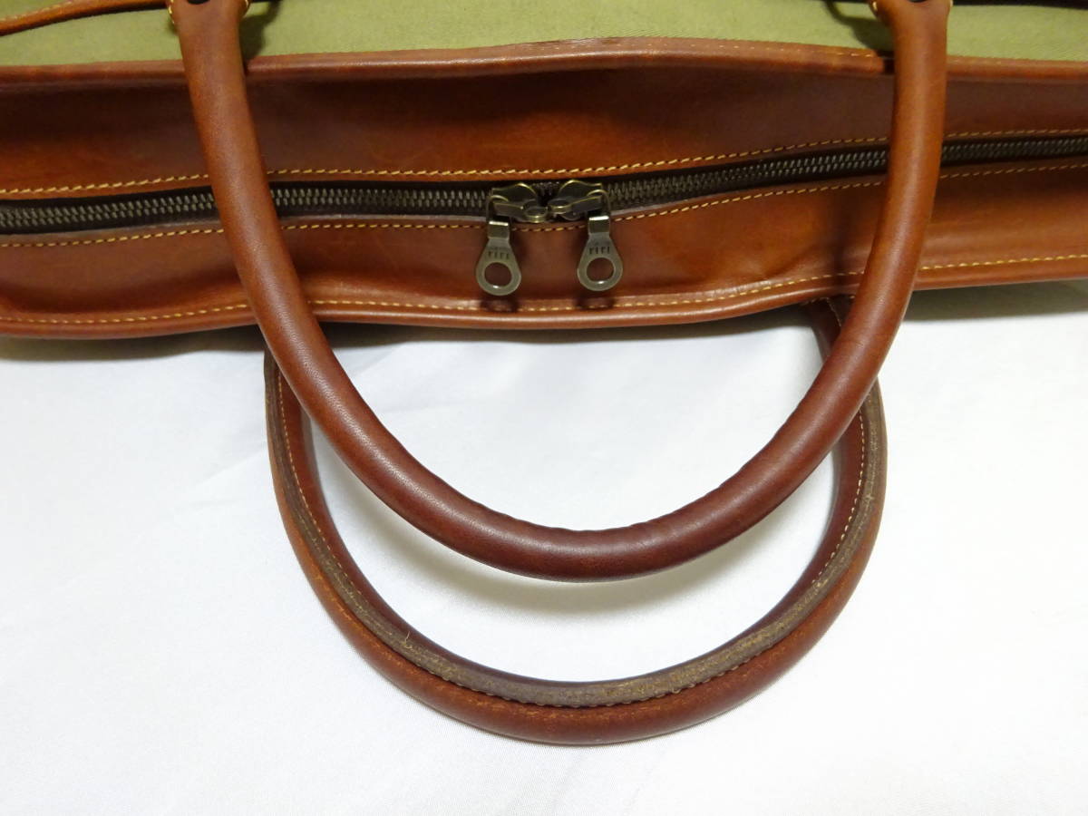 ETTINGERetinga- canvas × leather briefcase Canvas Putney Briefcase business bag olive ENGLAND made Britain made 