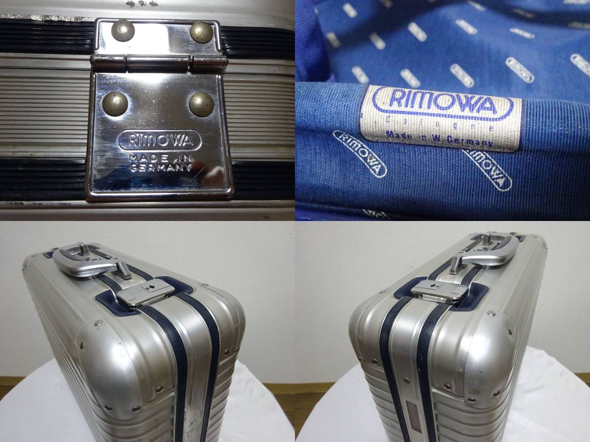 RIMOWA cologne Rimowa aluminium attache case suitcase W.GERMANY made west Germany made silver × navy key attaching 