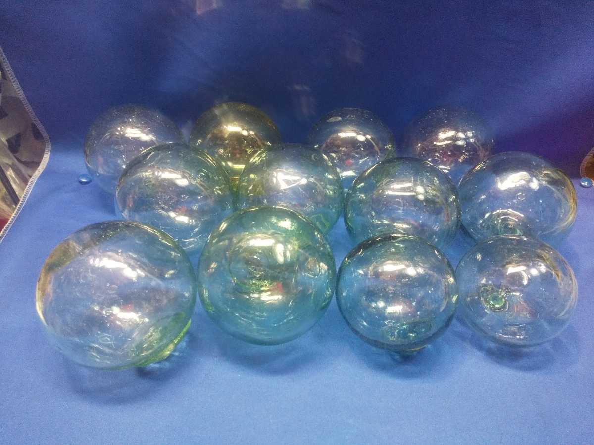 浮き玉 ガラス 浮き球 置物 オブジェ 吹きガラス １２個 気泡(ガラス 