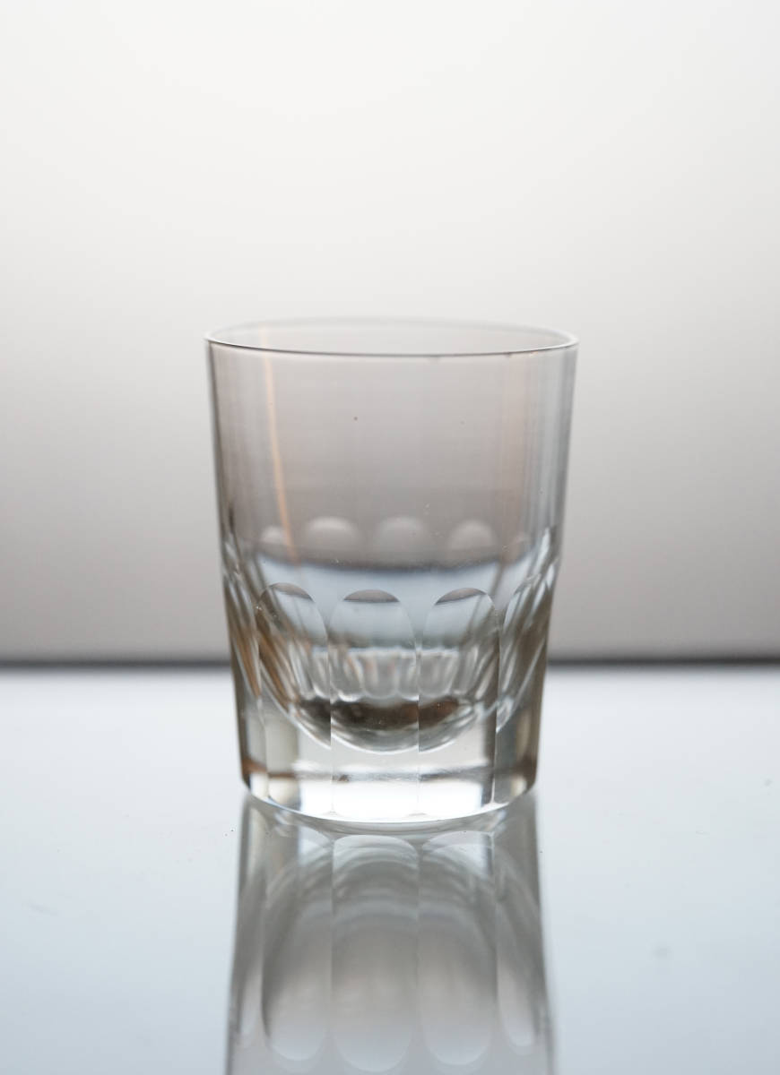 手吹きガラスのビストロの面取カットのウイスキーグラス / 19世紀・フランス / アンティーク 古道具 硝子 ガラス トロンプルイユ C