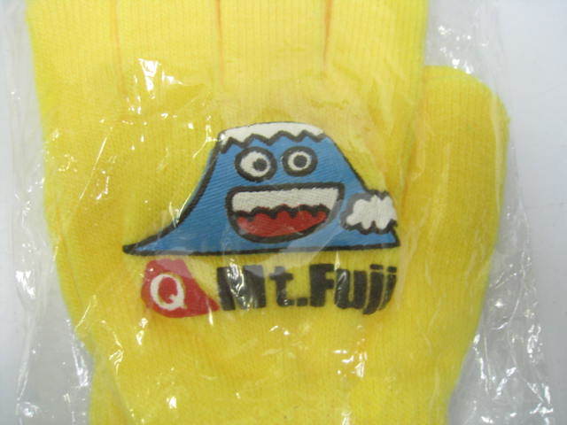  новый товар не использовался Fujikyu Highland Fuji внезапный Fuji Q Mt.FUJI перчатки желтый желтый цвет общая длина ( средний палец ~ запястье )15.5cm