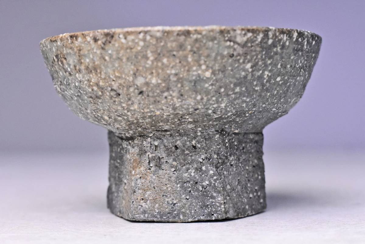坂田甚内 ☆ 灰釉 高杯 ☆ 共箱 栞 ☆ ぐい呑 酒器 ☆ 師:加守田章二