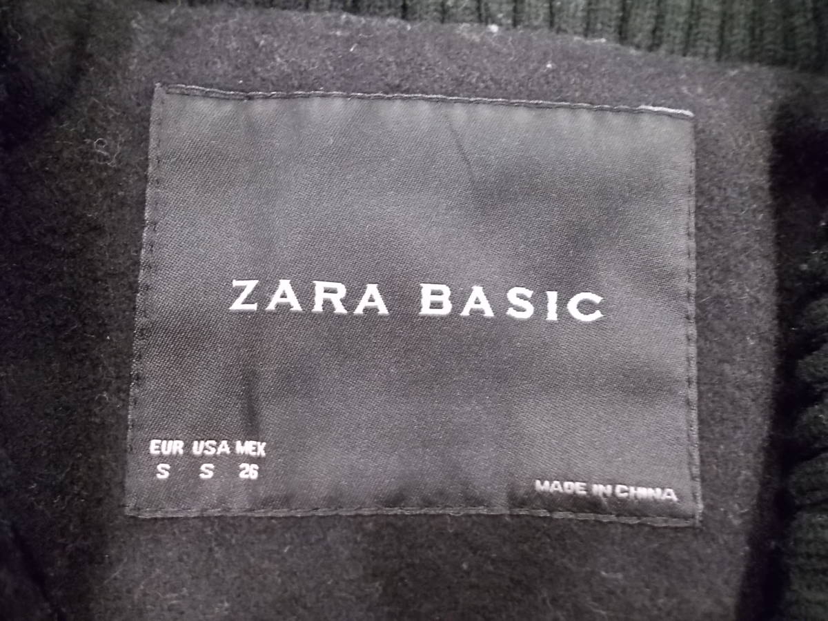 69◆ZARA BASIC ブルゾン ジャケット◆ザラベーシック EUR/USA:Sサイズ 黒色 ウール混素材 ジップアップ 総裏 衿袖裾リブ アウター 3A_画像6