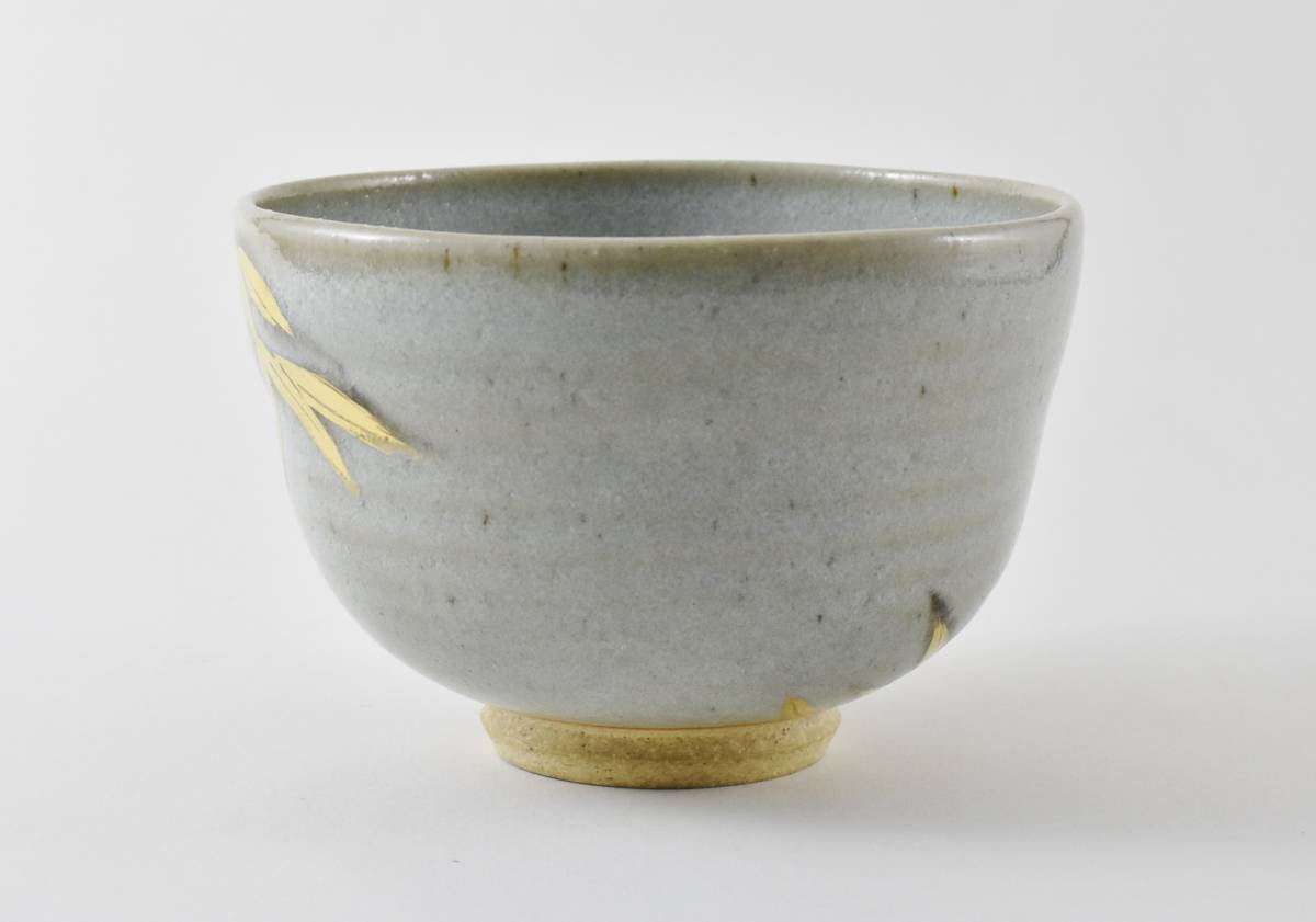 △楠廸庵△茶道具 茶碗 膳所焼 陽炎園作 竹ノ絵茶碗 工芸品 △楠廸庵△茶道具 茶碗 膳所焼 陽炎園作 竹ノ絵茶碗 工芸品