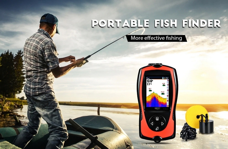 送料無料 釣り具 ワイヤレス 魚群探知機 ポータブル魚群探知機 携帯型フィッシュファインダー 水深45m対応 水深 水温 fishfinder-ff1108_画像3