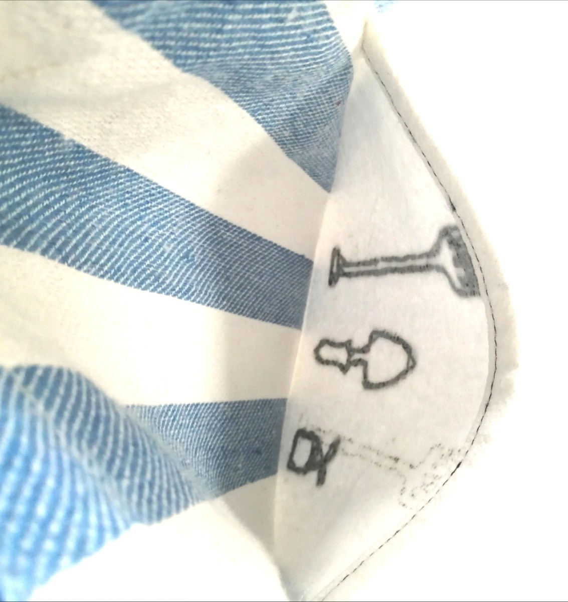 【入園入学】ショルダーバッグ　ガーデニング用具のポケット　刺繍　エコバッグ　縦長トートバッグ　2way　ストライプ　ハンドメイド