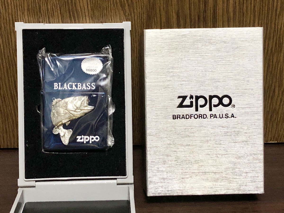 未使用品 1998年 ZIPPO ジッポ ジッポー ライター ブルー メタリック メタル ブラックバス BLACK BASS 立体 MADE IN USA アメリカ製 青