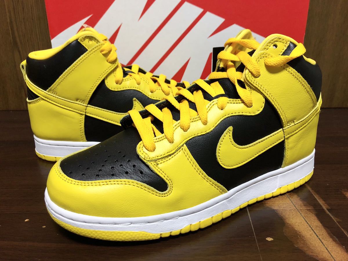 20年製 NIKE DUNK HI SP SWOOSH IOWA ナイキ ダンク アイオワ 大学 NCAA【CZ8149-002】MAIZE LEATHER レザー 黄×黒 US7.5_画像1