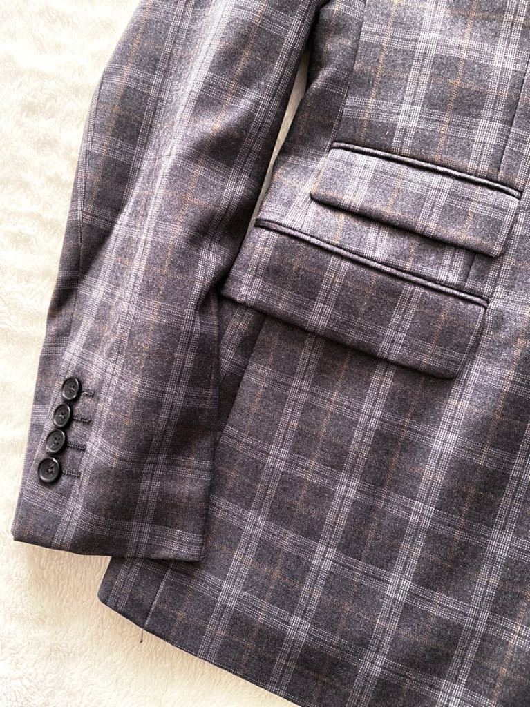 PAOLONI size50 イタリア製ウールジャケット グレー 格子柄 チェック ブレザー パオローニ メンズ