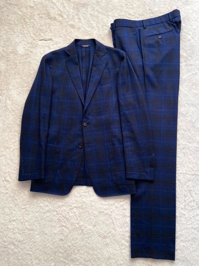  не использовался Brooks Brothers size38S-32 Италия производства шерсть костюм Brooks Brothers жакет брюки проверка темно-синий 