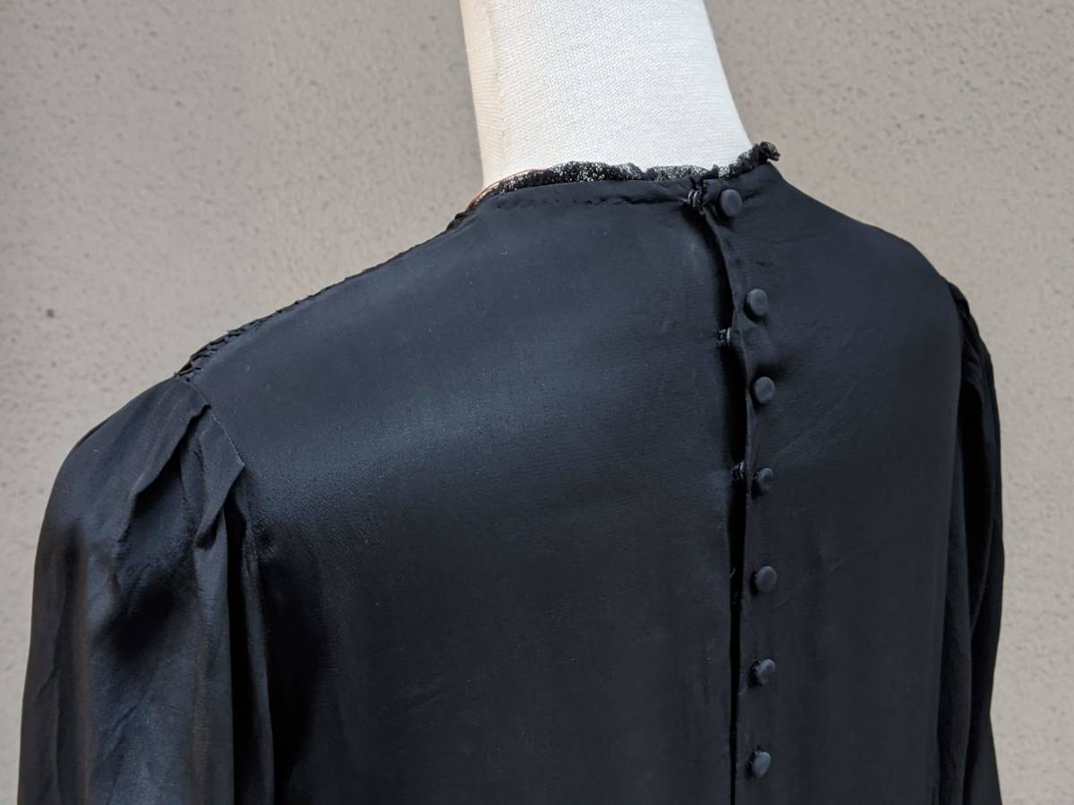  Франция античный 20*s шелк платье / Europe Vintage smo King вышивка One-piece костюм a-ru декоративный элемент Moga SWINGΓSD