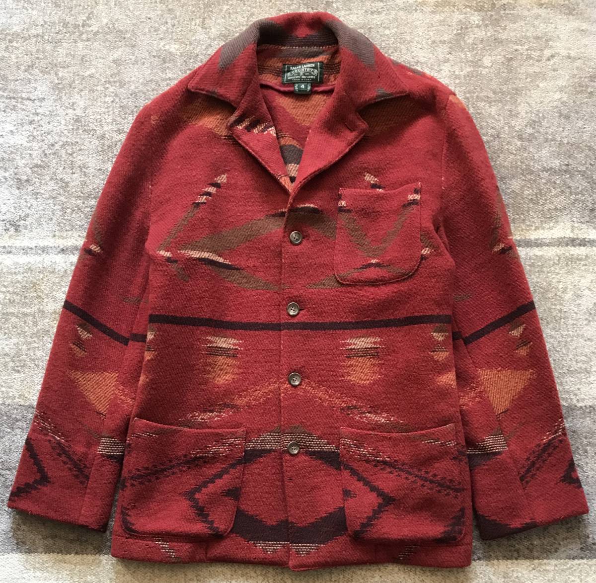 圧巻のデザイン US製 90's vintage RALPH LAUREN COUNTRY ラルフローレンカントリー ネイティブ柄 ラグジャケット 4