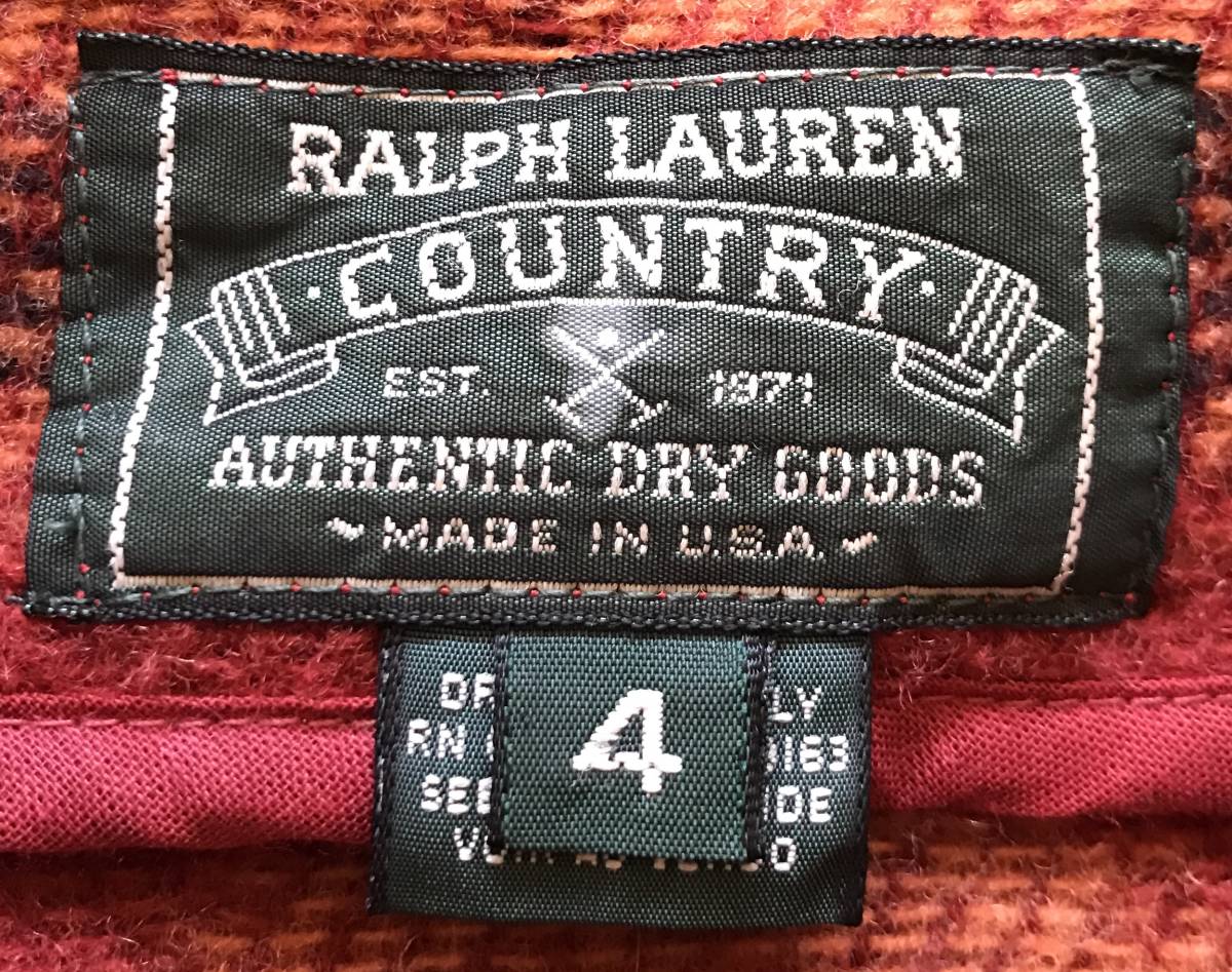 圧巻のデザイン US製 90's vintage ★ RALPH LAUREN COUNTRY ★ ラルフローレンカントリー ネイティブ柄 ラグジャケット 4_画像10