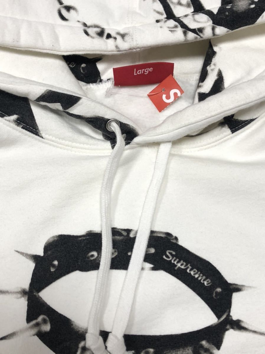 送料無料 白 L Supreme Studded Collars Hooded Sweatshirt white 20fw