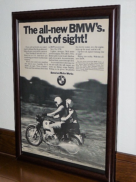 1970年 USA '70s 洋書雑誌広告 額装品 BMW R50 / R60 / R75 ( A4サイズ ）_画像1