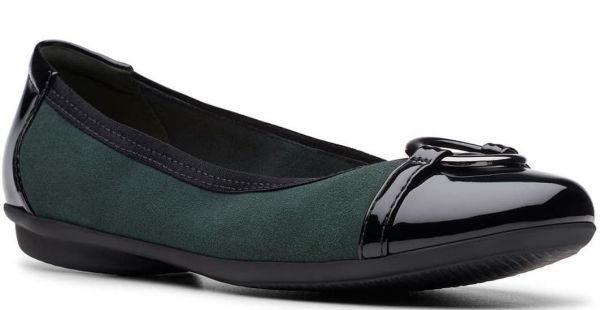 Clarks 26cm ballet Flat leather leather green suede office formal sneakers Loafer boots pumps RR39