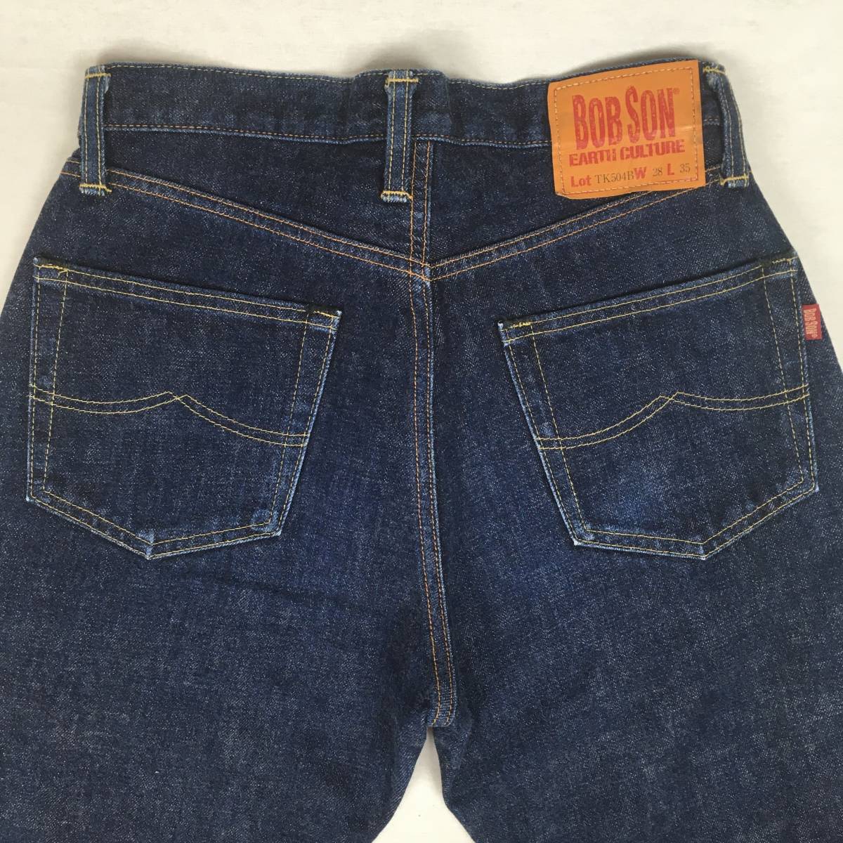 BOBSON Bobson EARTH CULTURE TK504B made in Japan Denim jeans W28 L35 button fly cell bichi red ear paper patch 