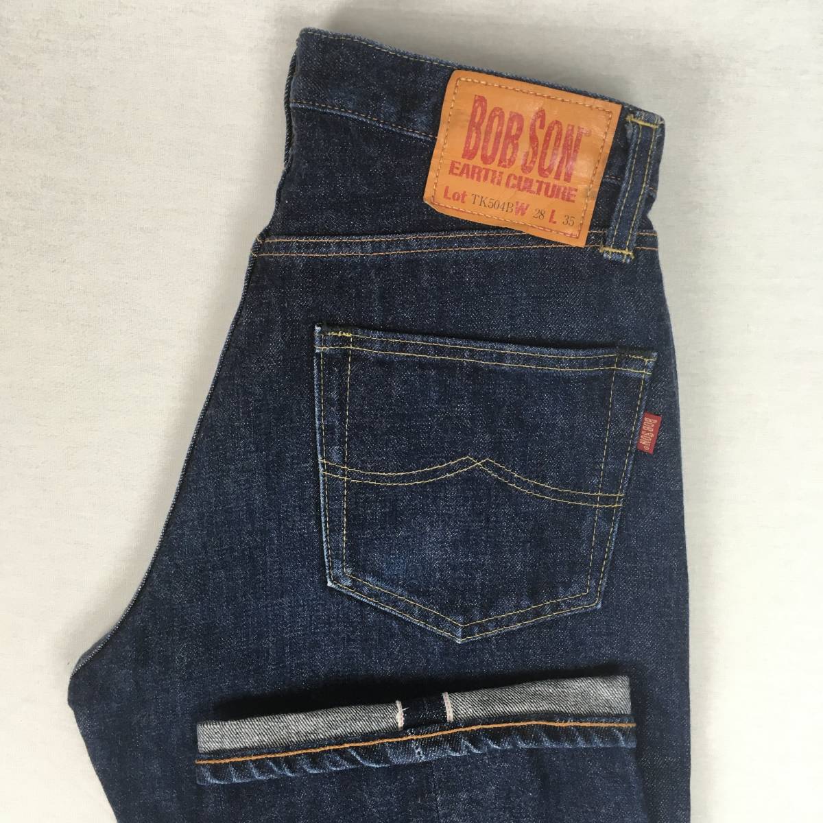 BOBSON Bobson EARTH CULTURE TK504B made in Japan Denim jeans W28 L35 button fly cell bichi red ear paper patch 