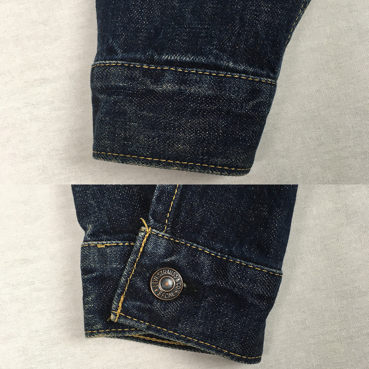 LEVI'S リーバイス 71557-02 3rd BIG'E' 日本製 95年 復刻 ジージャン サイズ36 デニム ジャケット Gジャン_右腕の裾