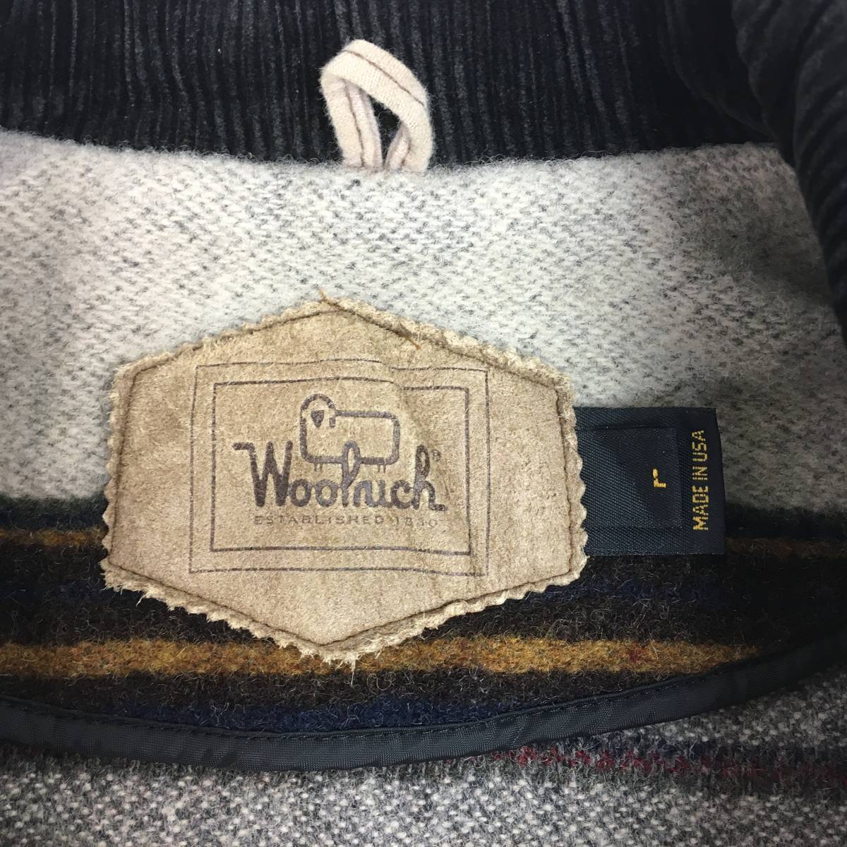 【90s】WOOLRICH ウールリッチ ブランケット コート 90年代 USA製 米国製 Lサイズ コーデュロイ襟 刻印タグ_画像4