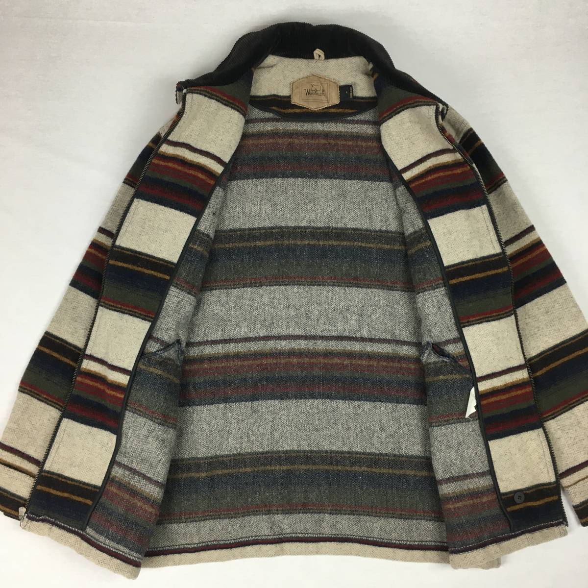 【90s】WOOLRICH ウールリッチ ブランケット コート 90年代 USA製 米国製 Lサイズ コーデュロイ襟 刻印タグ_画像8