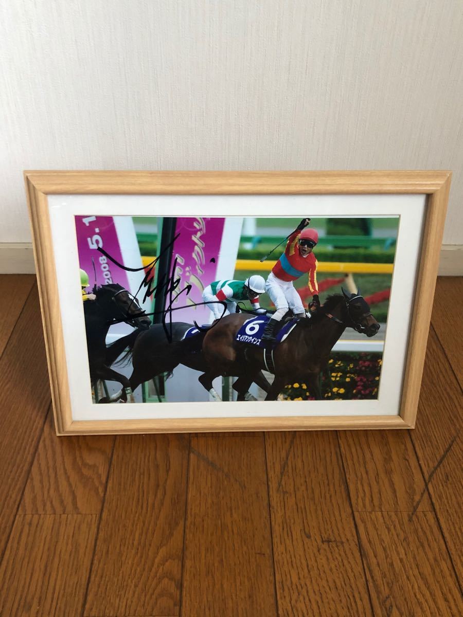 JRA競馬　G1 東京競馬場　藤田伸二騎手　サイン入り写真パネル　エイジアンウインズ　2008年　ヴィクトリアマイル