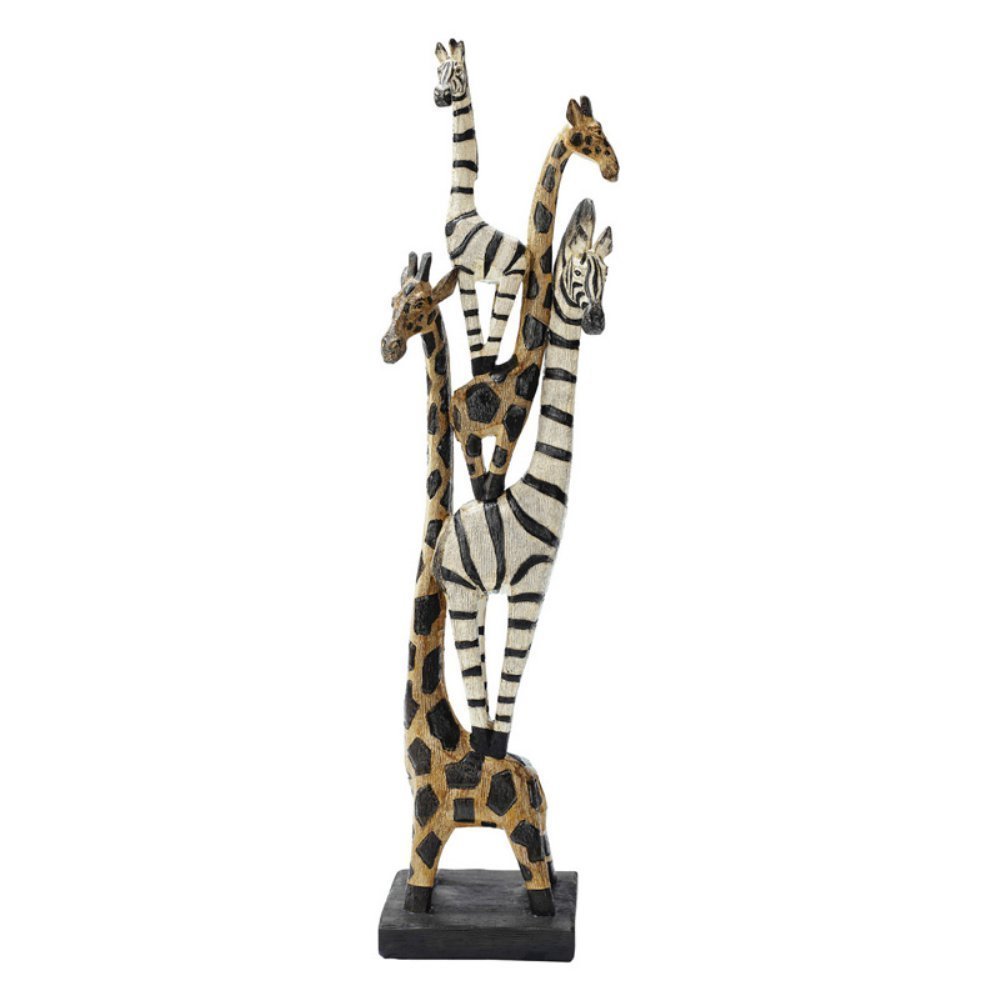 シマウマとキリンなどの動物達のアフリカ トーテム像 彫像 彫刻/ アフリカンアート 部族芸術品 カフェ パブ 記念プレゼント贈り物（輸入品