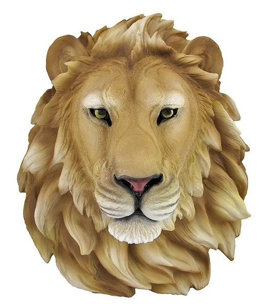 アフリカのライオンヘッド 頭部 マウント壁彫刻 彫像/ 動物園 玄関 エントランス アクセント 壁装飾インテリア プレゼント贈り物（輸入品