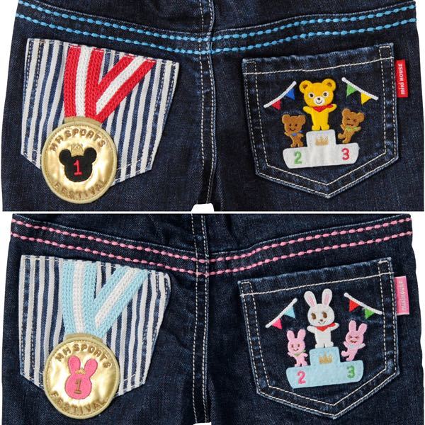  new goods Miki House 110... gorgeous badge attaching stretch 7 minute Denim pants shorts Denim shorts mikihouse