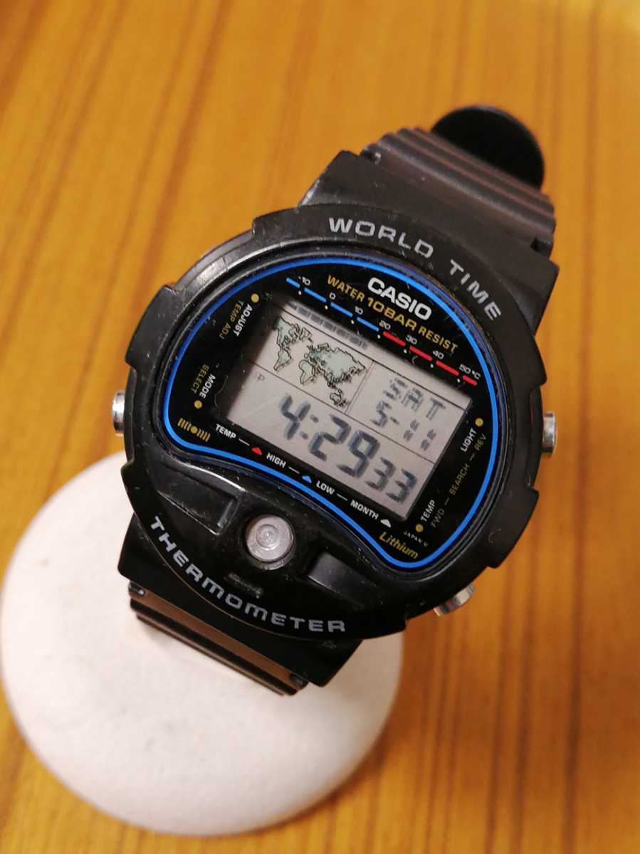 【動作正常】CASIO カシオ THERMOMETER WORLD TIME メンズ用ウォッチ腕時計 TS-150 電池交換済み_画像1