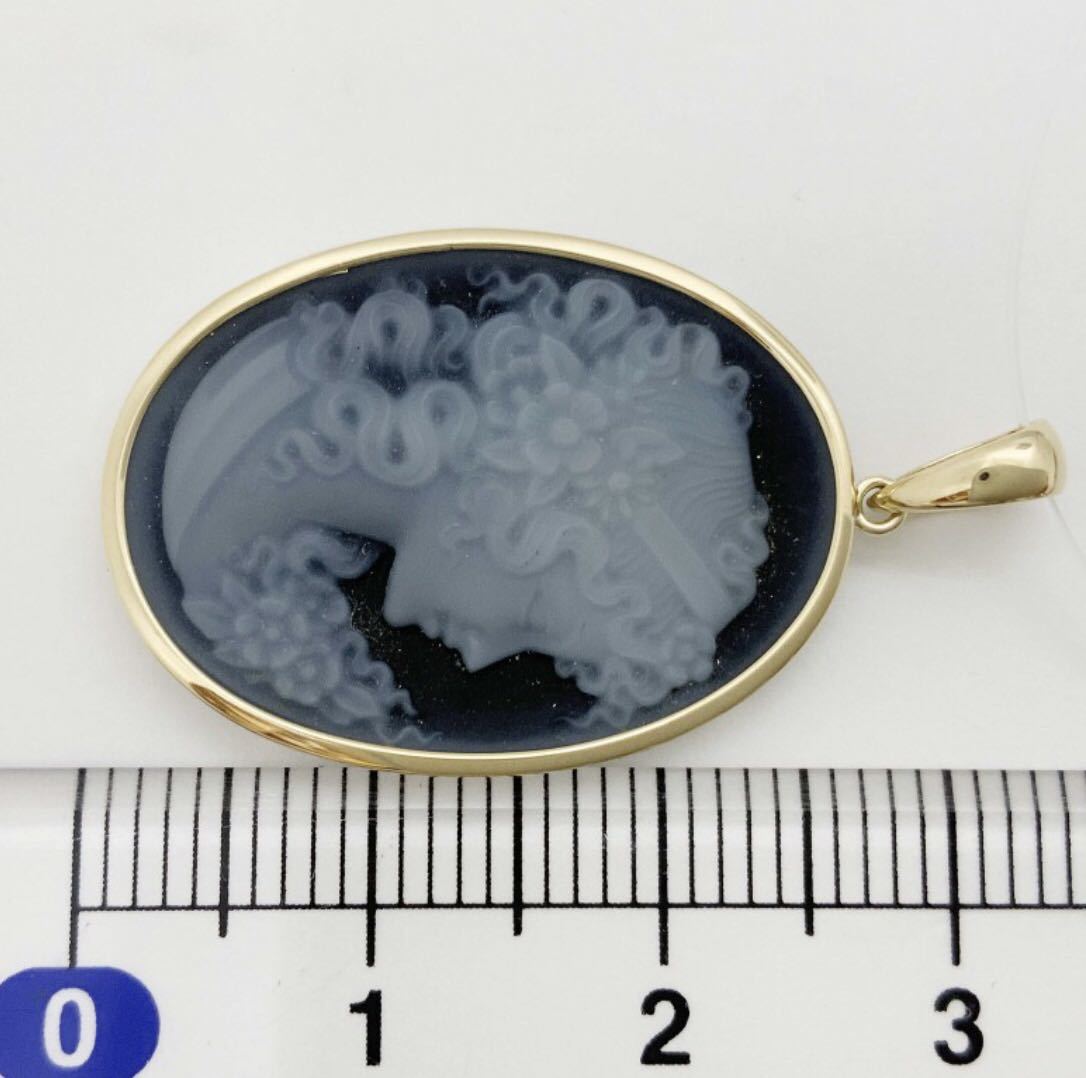 K18 ブラックメノウ カメオ ブローチ ペンダントトップ 14万 55